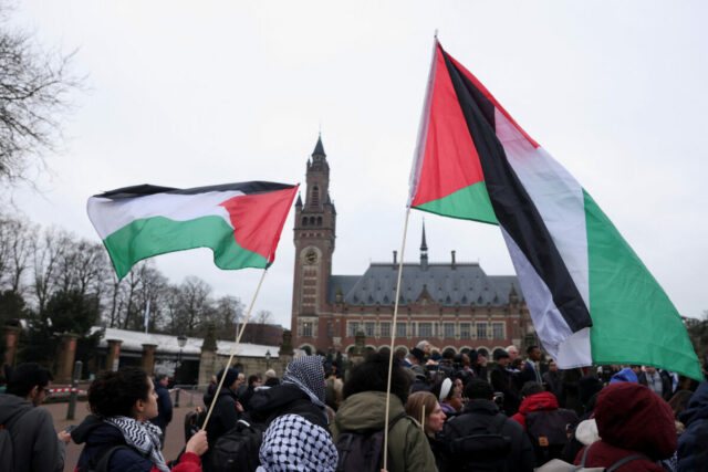 Protests near the ICJ in the Hague as Israel and South Africa face each other in Gaza genocide case