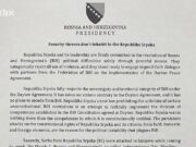 Skandalozan “non paper” Željke Cvijanović: Laži o zastavama Hamasa i Hezbolaha i napadima na bosanske Srbe u Sarajevu