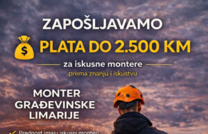 ZAPOŠLJAVAMO MONTERA GRAĐEVINSKE LIMARIJE